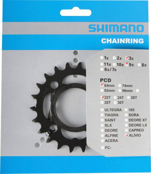 Zębatka Shimano Alivio FC-M4000 22T 64mm czarna